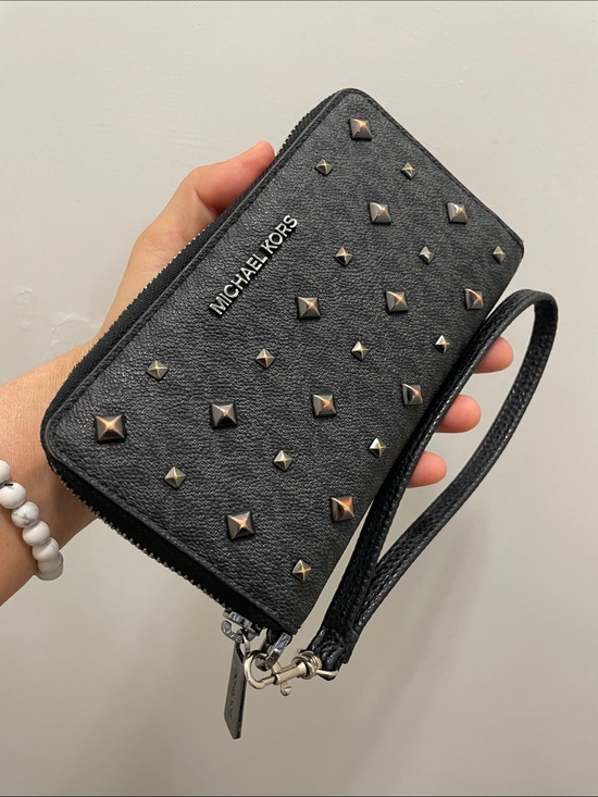 Michael Kors Handbags - EUC Michael Kors Black Studded Leather Wristlet